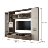 Parete Attrezzata Marrone Noce Beige 5 Ripiani 2 Cassetti, Modulabile - Sovizzo