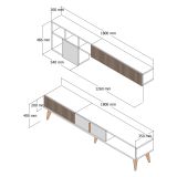 Parete Attrezzata Marrone Noce Beige Marmo Modulabile 11 Ripiani, 10 Vani - Cavoti