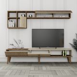 Parete Attrezzata Marrone Noce Beige Marmo Modulabile 11 Ripiani, 10 Vani - Cavoti
