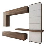 Parete Attrezzata Marrone Noce Beige Modulabile 2 Cassetti, 5 Ripiani - Portula