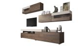 Parete Attrezzata Marrone Noce Beige Modulabile 6 Ante, Apertura Battente, a Ribalta - Giacosa