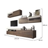 Parete Attrezzata Marrone Noce Beige Modulabile 6 Ante, Apertura Battente, a Ribalta - Giacosa