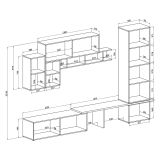 Parete Attrezzata Marrone Noce Bianco 4 Ripiani Modulabile, Apertura Battente, a Ribalta - Cannara