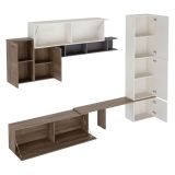 Parete Attrezzata Marrone Noce Bianco 4 Ripiani Modulabile, Apertura Battente, a Ribalta - Cannara