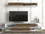 Parete Attrezzata Marrone Noce Bianco Modulabile 4 Ripiani, 2 Ante - Vernole