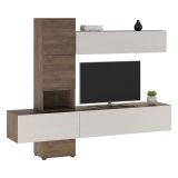 Parete Attrezzata Marrone Noce Bianco Modulabile 6 Ante, set Componibile - Isola