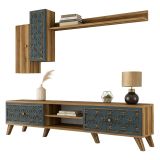 Parete Attrezzata Marrone Noce blu Modulabile 8 Ripiani, 4 Ante - Vanzago