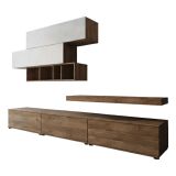 Parete Attrezzata Marrone Noce Grigio Modulabile Apertura Battente, a Ribalta, 5 Ante - Mammola