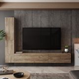 Parete Attrezzata Marrone Noce Modulabile 4 Ripiani, 4 Ante - Gatafa