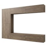 Parete Attrezzata Marrone Noce Modulabile 8 Ripiani, 8 Ante - Gatira