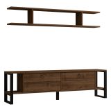 Parete Attrezzata Marrone Noce Nero 7 Ripiani Modulabile, 5 Vani - Sacile