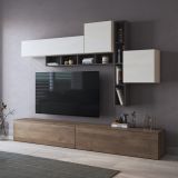 Parete Attrezzata Marrone Noce Nero Antracite 5 Ripiani Modulabile, Apertura Battente, a Ribalta - Ippona
