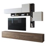 Parete Attrezzata Marrone Noce Nero Antracite 5 Ripiani Modulabile, Apertura Battente, a Ribalta - Ippona