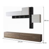 Parete Attrezzata Marrone Noce Nero Antracite 5 Ripiani Modulabile, Apertura Battente, a Ribalta - Ippona