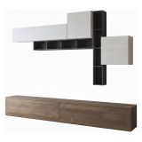 Parete Attrezzata Marrone Noce Nero Antracite 5 Ripiani Modulabile, Apertura Battente, a Ribalta - Ippona