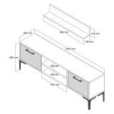Parete Attrezzata Marrone Noce Nero Nero Modulabile 3 Ripiani, 4 Vani - Orago