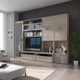 Parete Attrezzata Marrone Olmo 5 Ripiani Modulabile, Apertura Battente, a Ribalta - Cicala