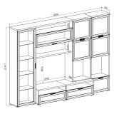 Parete Attrezzata Marrone Olmo 5 Ripiani Modulabile, Apertura Battente, a Ribalta - Cicala