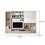 Parete Attrezzata Marrone Olmo Bianco Lucido 5 Ripiani Modulabile, 24 Vani - Faggian