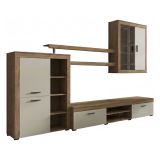 Parete Attrezzata Marrone Rovere Beige 11 Ripiani Modulabile, 18 Vani - Casies