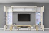 Parete Attrezzata Marrone Rovere Beige Cashmere 14 Ripiani 6 Ante 290x40x190h cm, Apertura Battente - Solopaca