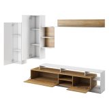 Parete Attrezzata Marrone Rovere Bianco Modulabile 12 Ripiani, 20 Vani - Kanapa