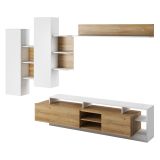 Parete Attrezzata Marrone Rovere Bianco Modulabile 12 Ripiani, 20 Vani - Kanapa