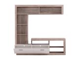 Parete Attrezzata Marrone Rovere Grigio Bianco 7 Ripiani 10 Vani 170.5x41.5x170.5h cm, Un'anta - Moggio