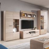 Parete Attrezzata Marrone Rovere Modulabile 20 Ripiani, un Cassetto - Kane