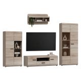 Parete Attrezzata Marrone Rovere Modulabile 20 Ripiani, un Cassetto - Kane