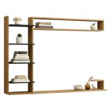 Parete Attrezzata Marrone Rovere Nero 8 Ripiani set Componibile, 5 Vani - Viggiona