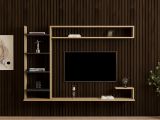 Parete Attrezzata Marrone Rovere Nero 8 Ripiani set Componibile, 5 Vani - Viggiona