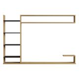 Parete Attrezzata Marrone Rovere Nero 8 Ripiani set Componibile, 5 Vani - Viggiona