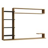 Parete Attrezzata Marrone Rovere Nero 8 Ripiani set Componibile, 5 Vani - Viggiona