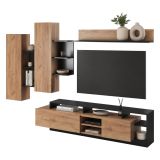 Parete Attrezzata Marrone Rovere Nero Antracite Modulabile 12 Ripiani, 20 Vani - Kamotiba