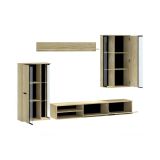Parete Attrezzata Marrone Rovere Nero Modulabile 9 Ripiani, 16 Vani - Limose