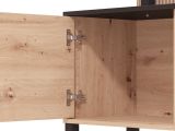 Parete Attrezzata Marrone Rovere Nodi Nero 4 Ripiani 4 Vani 208x40x167h cm, 4 Ante - Staletti