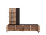 Parete Attrezzata Marrone Rovere Nodi Nero 4 Ripiani 4 Vani 208x40x167h cm, 4 Ante - Staletti