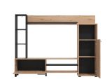 Parete Attrezzata Marrone Rovere Nodi Nero 8 Ripiani 9 Vani 207.5x33x157.5h cm, 2 Ante - Rovato