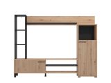 Parete Attrezzata Marrone Rovere Nodi Nero 8 Ripiani 9 Vani 207.5x33x157.5h cm, 2 Ante - Rovato