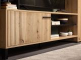 Parete Attrezzata Marrone Rovere Nodi Nero 8 Ripiani 9 Vani 207.5x33x157.5h cm, 2 Ante - Rovato