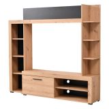 Parete Attrezzata Marrone Rovere Nodi Nero 9 Ripiani 7 Vani 172.5x33x157.5h cm, Un'anta - Bubbiano