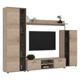 Parete Attrezzata Marrone Rovere Scuro Nero Modulabile 9 Ripiani, 2 Cassetti - Linahasi
