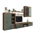 Parete Attrezzata Marrone Rovere Verde 11 Ripiani Modulabile, 18 Vani - Casies