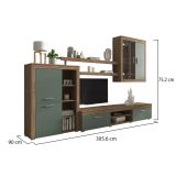 Parete Attrezzata Marrone Rovere Verde 11 Ripiani Modulabile, 18 Vani - Casies