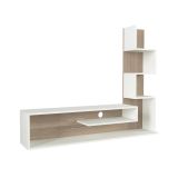 Parete attrezzata Megaclite, Composizione soggiorno, Mobile salotto multiuso, Armadio porta TV, 30x22 h121 cm, Bianco e Rovere