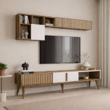 Parete attrezzata moderna 180cm noce e crema - Gordon
