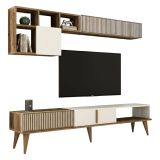 Parete attrezzata moderna 180cm noce e crema - Gordon