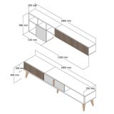Parete attrezzata moderna 180cm noce e crema - Gordon