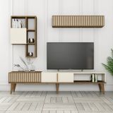 Parete attrezzata moderna 180cm noce e crema - Gordon